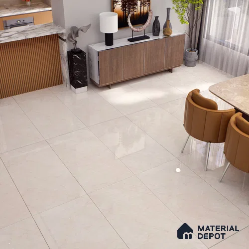 Marble Floor & Wall Tile TL 02196 A Jelly Beige 4 ft x 2 ft Glossy Finish Vitrified Tile - 9 mm (Random 5)