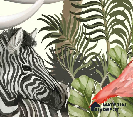 Jungle Theme Animals Wallpaper for Kids Room Walls, Customised Sparkla N Shine Series Soft Feel Entertainment Design (Customised Size Wallpaper)