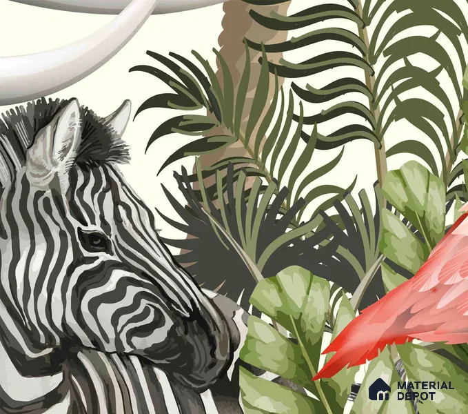 Jungle Theme Animals Wallpaper for Kids Room Walls, Customised Sparkla N Shine Series Soft Feel Entertainment Design (Customised Size Wallpaper)