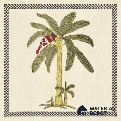 Handmade Third Fired Moroccan Wall Tile TL 13004 G Banana Palm 300x300 mm Embossed Glue Matte Finish Ceramic Rajasthani Series Tile - 9 mm