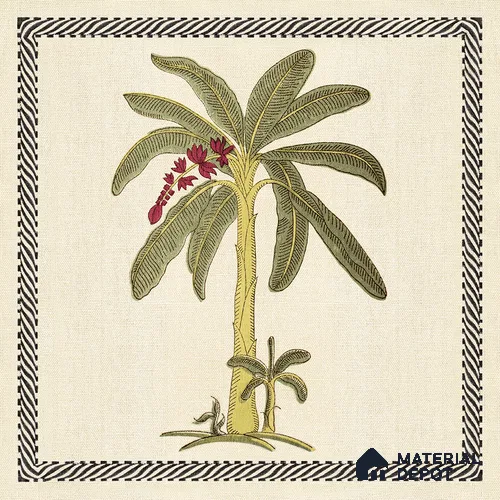 Handmade Third Fired Moroccan Wall Tile TL 13004 G Banana Palm 300x300 mm Embossed Glue Matte Finish Ceramic Rajasthani Series Tile - 9 mm