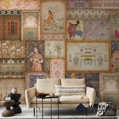 H902212 Kahani, Indian Art Theme Wallpaper, Customised Sukoon Series Canvas Abstract Design (Customised Size Wallpaper)
