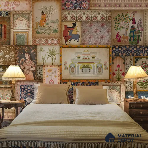 Kahani, Indian Art Theme Wallpaper, Customised Sukoon Series Handmade Abstract Design (Customised Size Wallpaper)
