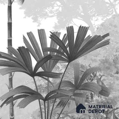 H901412 Kaira, Nature Theme Wallpaper for Rooms, Black & White, Customised Sukoon Series Canvas Nature Design (Customised Size Wallpaper)