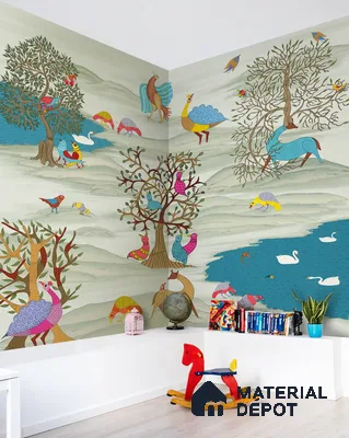 Kalpvriksha, Gond Art Garden Wallpaper Sukoon Series Canvas Patterned Design (Customised Size Wallpaper)
