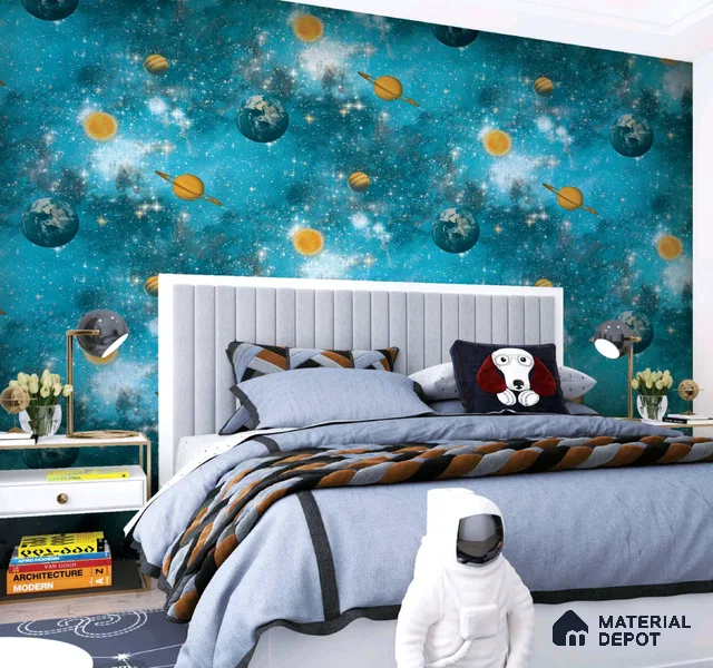 KD4015-3 | 10 Meter x 21 Inches Space Look Wallpaper - 57.41 Sq. Ft. | Minimum 15% wastage during installation