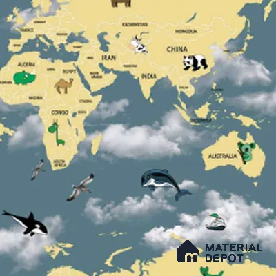 KD4070-1 | 10 Meter x 21 Inches Map Look Wallpaper - 57.41 Sq. Ft. | Minimum 15% wastage during installation
