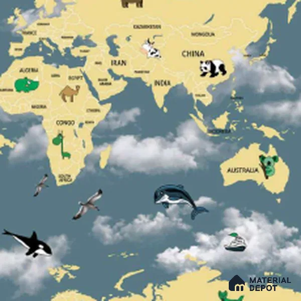 KD4070-1 | 10 Meter x 21 Inches Map Look Wallpaper - 57.41 Sq. Ft. | Minimum 15% wastage during installation