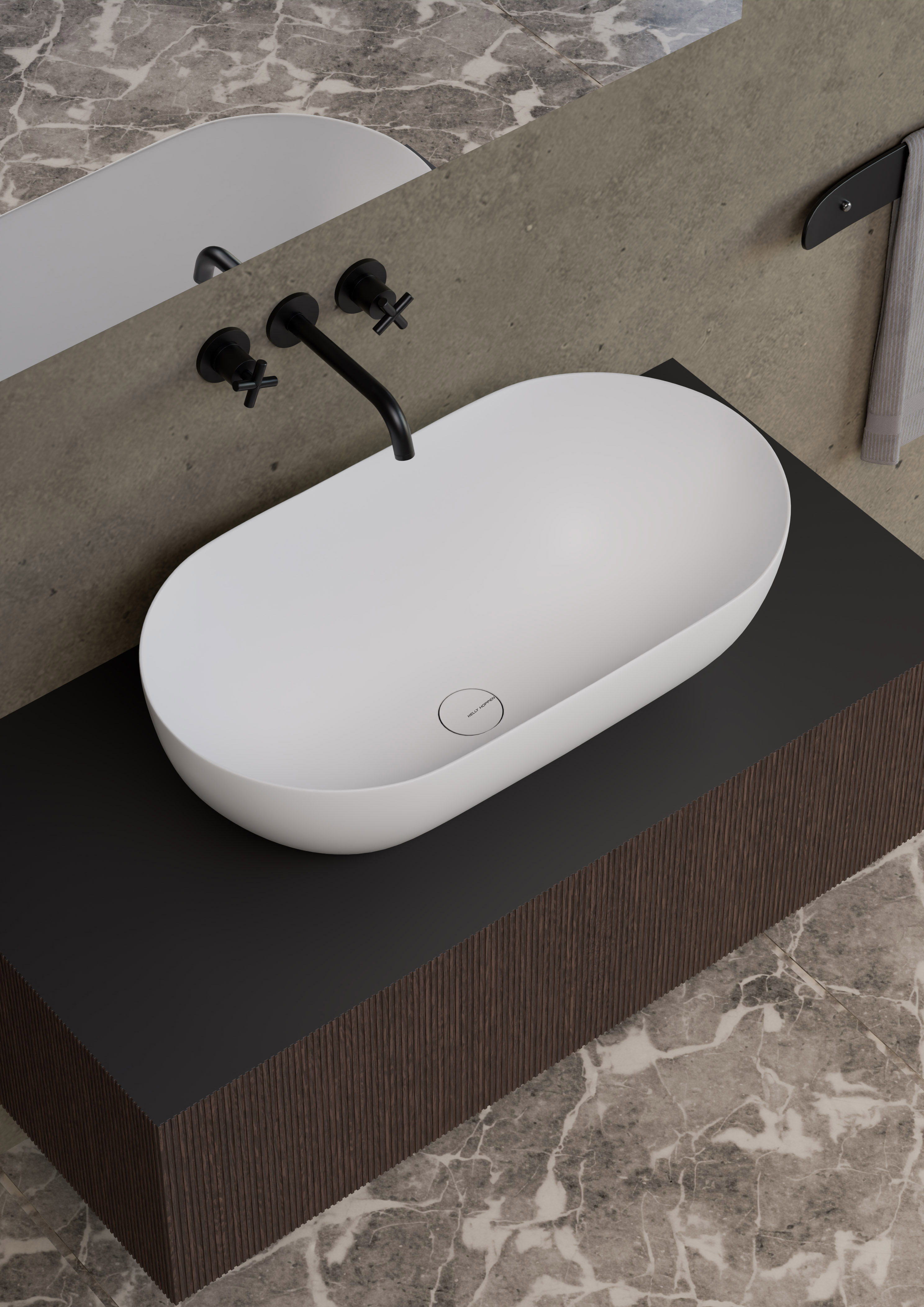 Kelowna Solid White Translucent Basin BS 00220 550 x 320 mm Artificial Stone Acrylic Body Stain Free Designer Basin - 165 mm | Suitable For Bathroom, Vanity & Utility Areas