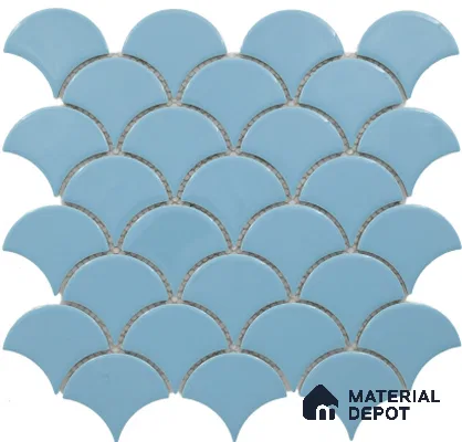 Subway Mosaic Wall Tile TL 05280 I Fishscale Azul Waves 292 x 292 mm (Chip Size - 69.91x79.5 mm) Ceramic Glossy Finish - 8 mm | Suitable for Bathroom,Kitchen,Swimming Pool,Accent / Feature Walls (Sample)