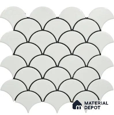 Subway Mosaic Wall Tile TL 05280 Fishscale Bianco Bruno 292 x 292 mm (Chip Size - 69.91x79.5 mm) Ceramic Glossy Finish - 8 mm | Suitable for Bathroom,Kitchen,Swimming Pool,Accent / Feature Walls (Sample)