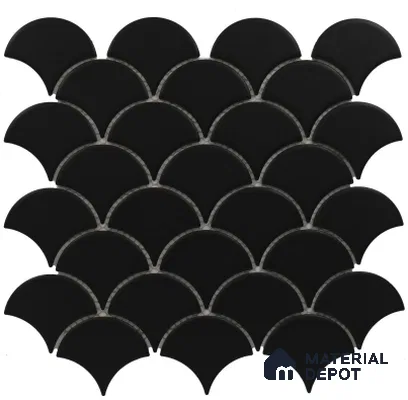 Subway Mosaic Wall & Floor Tile TL 05280 D Fishscale Nicola Nero 292 x 292 mm (Chip Size - 69.91x79.5 mm) Ceramic Matte Finish - 8 mm | Suitable for Bathroom,Kitchen,Swimming Pool,Accent / Feature Walls (Sample)