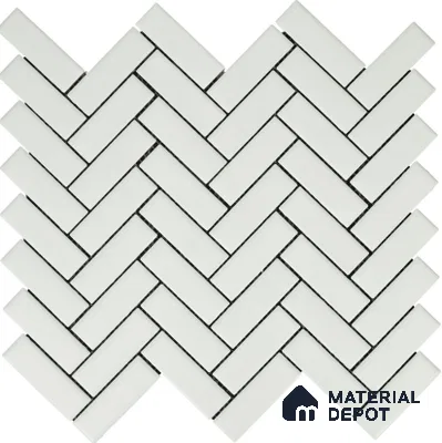 Subway Mosaic Wall & Floor Tile TL 05282 B Herringbone Zigs Blanco 280 x 280 mm (Chip Size - 23x72 mm) Ceramic Matte Finish - 8 mm | Suitable for Bathroom,Kitchen,Swimming Pool,Accent / Feature Walls (Sample)