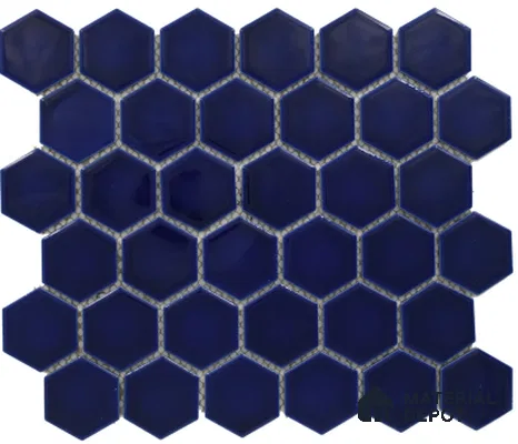 Subway Mosaic Wall Tile TL 05284 H Hexa Mosaico Marmo Azure 325.2 x 325.2 mm (Chip Size - 51.2x59.12 mm) Ceramic Glossy Finish - 8 mm | Suitable for Bathroom,Kitchen,Swimming Pool,Accent / Feature Walls (Sample)