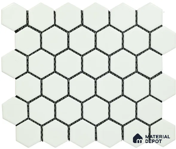 Subway Mosaic Wall & Floor Tile TL 05284 F Hexa Mosaico Marmo Blanca 325.2 x 325.2 mm (Chip Size - 51.2x59.12 mm) Ceramic Matte Finish - 8 mm | Suitable for Bathroom,Kitchen,Swimming Pool,Accent / Feature Walls | Image 1