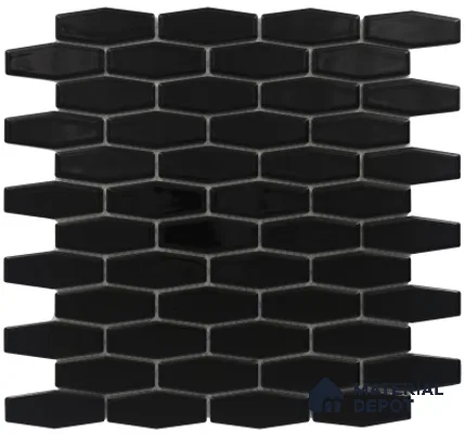 Subway Mosaic Wall Tile TL 05279 C Diamond Hex Obsidian Jewel 307.5 x 307.5 mm (Chip Size - 29x75 mm) Ceramic Glossy Finish - 8 mm | Suitable for Bathroom,Kitchen,Swimming Pool,Accent / Feature Walls (Sample)