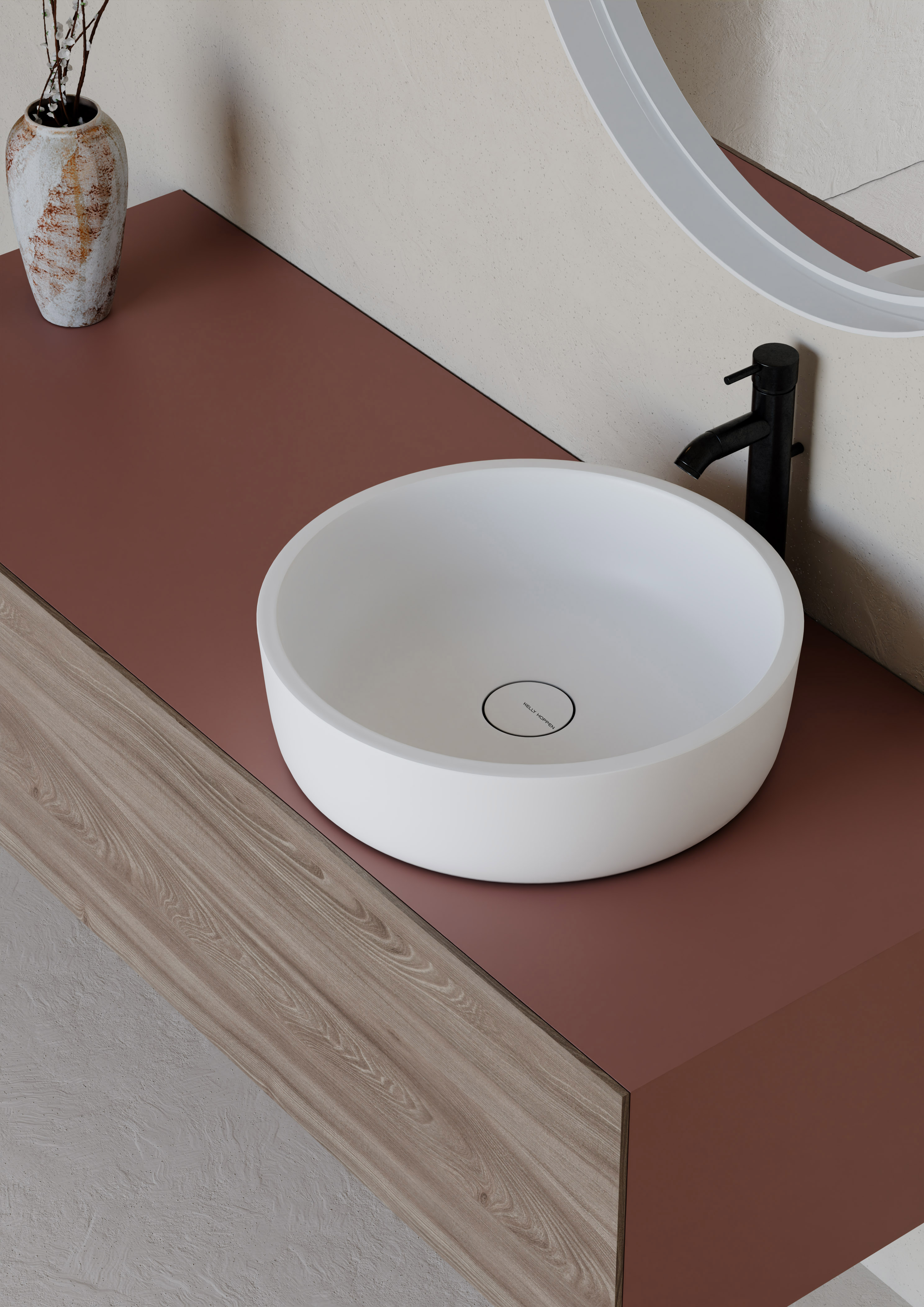 Keystone Solid White Translucent Basin BS 00232 350 x 350 mm Artificial Stone Acrylic Body Stain Free Designer Basin - 110 mm | Suitable For Bathroom, Vanity & Utility Areas
