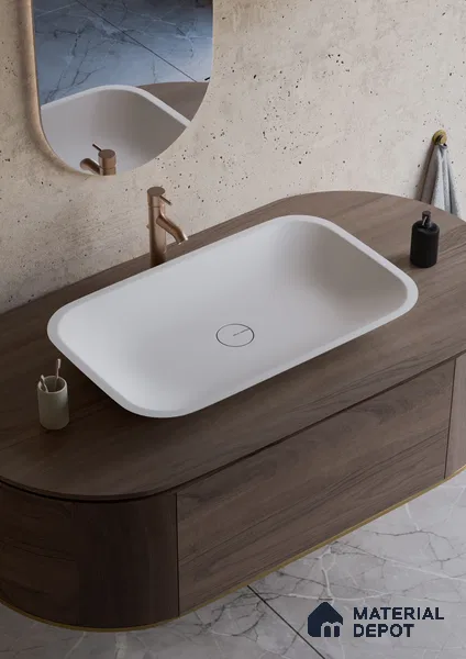 Kingstone Solid White Translucent Basin BS 00212 595 x 380 mm Artificial Stone Acrylic Body Stain Free Designer Basin - 110 mm | Suitable For Bathroom, Vanity & Utility Areas