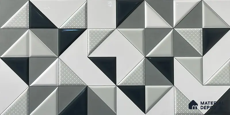 Kitchen Wall Tile TL 05404 Bistro Abstract White Highlighter 2 ft x 1 ft Ceramic Glossy Finish - 9 mm | Suitable For Kitchen, Bathroom Walls and Backsplashes