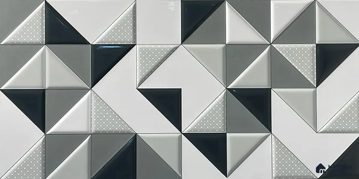 Kitchen Wall Tile TL 05404 Bistro Abstract White Highlighter 2 ft x 1 ft Ceramic Glossy Finish - 9 mm | Suitable For Kitchen, Bathroom Walls and Backsplashes