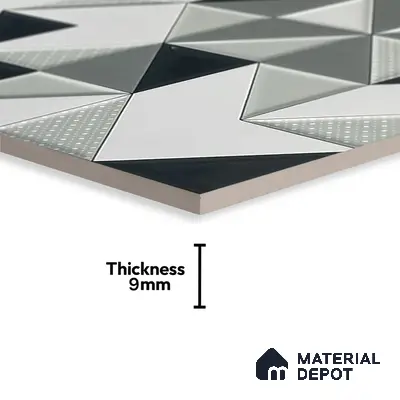 Kitchen Wall Tile TL 05404 Bistro Abstract White Highlighter 2 ft x 1 ft Ceramic Glossy Finish - 9 mm | Suitable For Kitchen, Bathroom Walls and Backsplashes