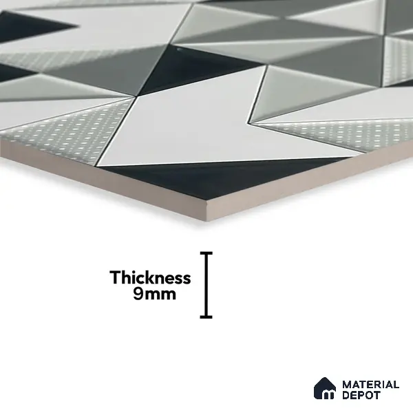 Kitchen Wall Tile TL 05404 Bistro Abstract White Highlighter 2 ft x 1 ft Ceramic Glossy Finish - 9 mm | Suitable For Kitchen, Bathroom Walls and Backsplashes