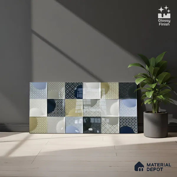 Kitchen Wall Tile TL 05387 B Bistro Arctic Pearl Highlighter 2 ft x 1 ft Ceramic Glossy Finish - 9 mm | Suitable For Kitchen, Bathroom Walls and Backsplashes (Sample)