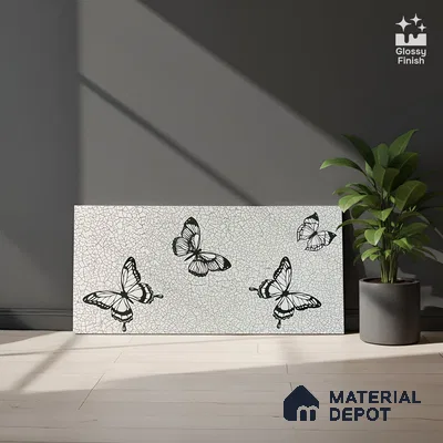 Kitchen Wall Tile TL 05406 B Bistro Aura Fly Highlighter 2 ft x 1 ft Ceramic Glossy Finish - 9 mm | Suitable For Kitchen, Bathroom Walls and Backsplashes (Sample)