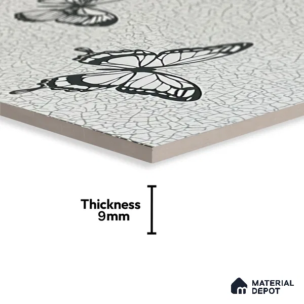 Kitchen Wall Tile TL 05406 B Bistro Aura Fly Highlighter 2 ft x 1 ft Ceramic Glossy Finish - 9 mm | Suitable For Kitchen, Bathroom Walls and Backsplashes (Sample)