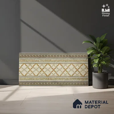 Kitchen Wall Tile TL 05401 B Bistro Badami Brown Highlighter 2 ft x 1 ft Ceramic Glossy Finish - 9 mm | Suitable For Kitchen, Bathroom Walls and Backsplashes (Sample)