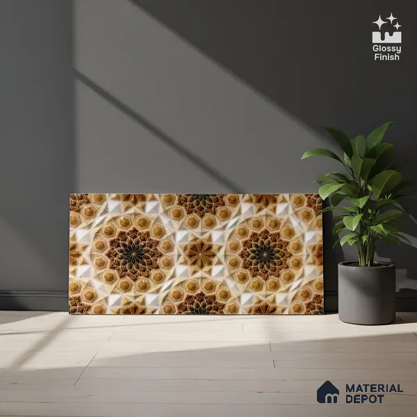Kitchen Wall Tile TL 05403 B Bistro Carmen Brown Highlighter 2 ft x 1 ft Ceramic Glossy Finish - 9 mm | Suitable For Kitchen, Bathroom Walls and Backsplashes (Sample)