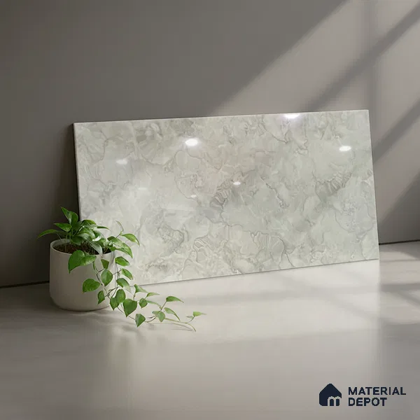 Kitchen Wall Tile TL 05399 B Bistro Cloud Grey Light 2 ft x 1 ft Ceramic Glossy Finish - 9 mm | Suitable For Kitchen, Bathroom Walls and Backsplashes (Sample)