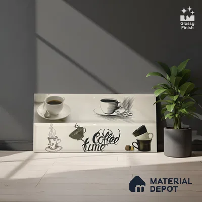 Kitchen Wall Tile TL 05409 Bistro Ice White Highlighter 2 ft x 1 ft Ceramic Glossy Finish - 9 mm | Suitable For Kitchen, Bathroom Walls and Backsplashes (Sample)