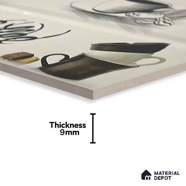 Kitchen Wall Tile TL 05409 Bistro Ice White Highlighter 2 ft x 1 ft Ceramic Glossy Finish - 9 mm | Suitable For Kitchen, Bathroom Walls and Backsplashes (Sample)