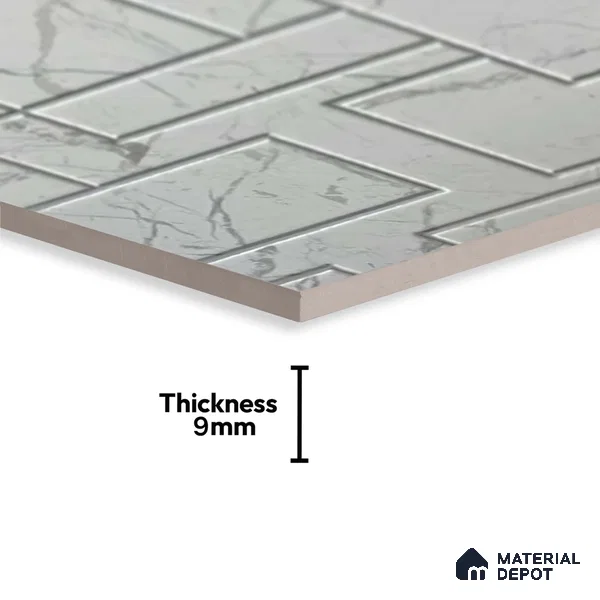 Kitchen Wall Tile TL 05395 Bistro Marbello White Highlighter 2 ft x 1 ft Ceramic Matte Finish - 9 mm | Suitable For Kitchen, Bathroom Walls and Backsplashes (Sample)