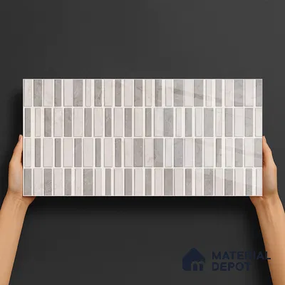 Kitchen Wall Tile TL 05388 B Bistro Mosa Grey Highlighter 2 ft x 1 ft Ceramic Glossy Finish - 9 mm | Suitable For Kitchen, Bathroom Walls and Backsplashes (Sample)