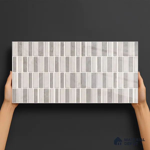Kitchen Wall Tile TL 05388 B Bistro Mosa Grey Highlighter 2 ft x 1 ft Ceramic Glossy Finish - 9 mm | Suitable For Kitchen, Bathroom Walls and Backsplashes (Sample)