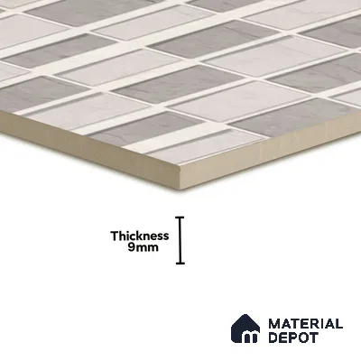 Kitchen Wall Tile TL 05388 B Bistro Mosa Grey Highlighter 2 ft x 1 ft Ceramic Glossy Finish - 9 mm | Suitable For Kitchen, Bathroom Walls and Backsplashes (Sample)