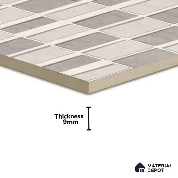 Kitchen Wall Tile TL 05388 B Bistro Mosa Grey Highlighter 2 ft x 1 ft Ceramic Glossy Finish - 9 mm | Suitable For Kitchen, Bathroom Walls and Backsplashes (Sample)