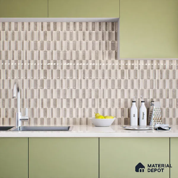Kitchen Wall Tile TL 05388 B Bistro Mosa Grey Highlighter 2 ft x 1 ft Ceramic Glossy Finish - 9 mm | Suitable For Kitchen, Bathroom Walls and Backsplashes (Sample)