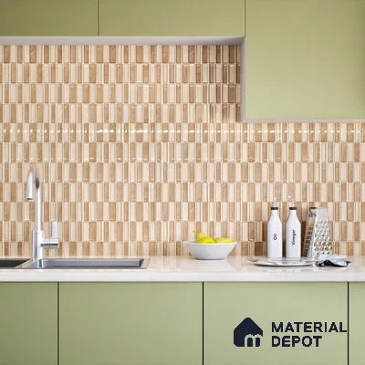 Kitchen Wall Tile TL 05388 C Bistro Mosa Brown Highlighter 2 ft x 1 ft Ceramic Glossy Finish - 9 mm | Suitable For Kitchen, Bathroom Walls and Backsplashes (Sample)