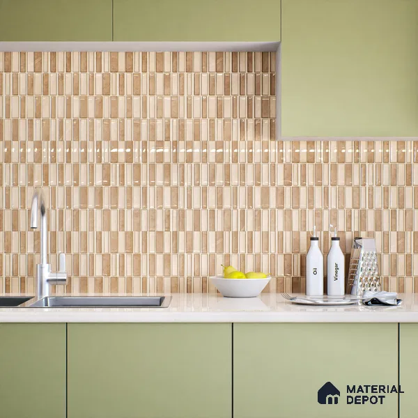 Kitchen Wall Tile TL 05388 C Bistro Mosa Brown Highlighter 2 ft x 1 ft Ceramic Glossy Finish - 9 mm | Suitable For Kitchen, Bathroom Walls and Backsplashes (Sample)