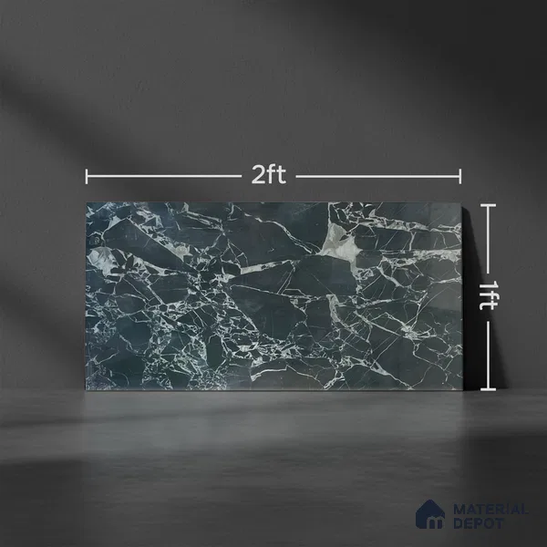 Kitchen Wall Tile TL 05402 Bistro Neolith Black Dark 2 ft x 1 ft Ceramic Glossy Finish - 9 mm | Suitable For Kitchen, Bathroom Walls and Backsplashes (Sample)
