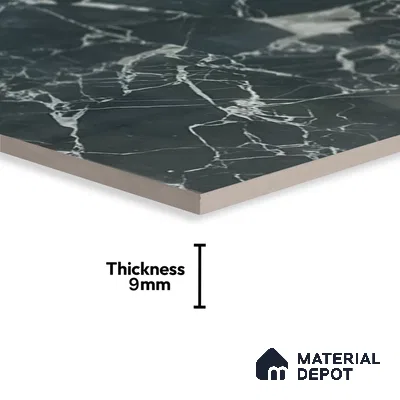 Kitchen Wall Tile TL 05402 Bistro Neolith Black Dark 2 ft x 1 ft Ceramic Glossy Finish - 9 mm | Suitable For Kitchen, Bathroom Walls and Backsplashes (Sample)