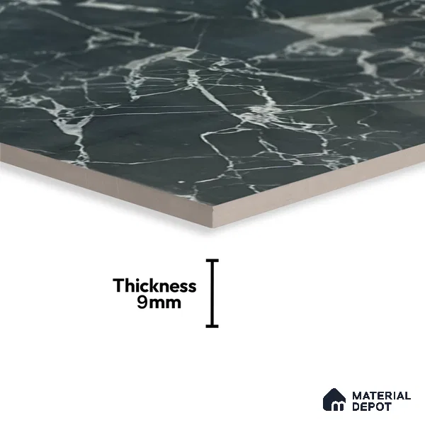 Kitchen Wall Tile TL 05402 Bistro Neolith Black Dark 2 ft x 1 ft Ceramic Glossy Finish - 9 mm | Suitable For Kitchen, Bathroom Walls and Backsplashes (Sample)