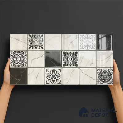 Kitchen Wall Tile TL 05400 Bistro Renzo Satvario Highlighter 1 2 ft x 1 ft Ceramic Glossy Finish - 9 mm | Suitable For Kitchen, Bathroom Walls and Backsplashes (Sample)