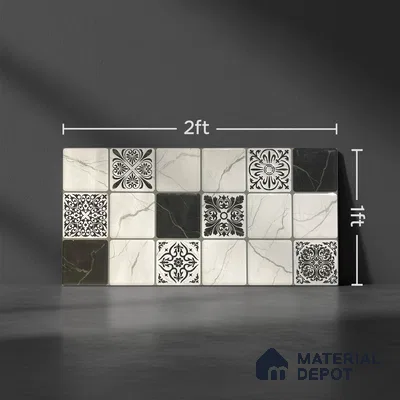Kitchen Wall Tile TL 05400 Bistro Renzo Satvario Highlighter 1 2 ft x 1 ft Ceramic Glossy Finish - 9 mm | Suitable For Kitchen, Bathroom Walls and Backsplashes (Sample)