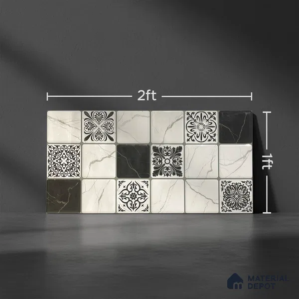 Kitchen Wall Tile TL 05400 Bistro Renzo Satvario Highlighter 1 2 ft x 1 ft Ceramic Glossy Finish - 9 mm | Suitable For Kitchen, Bathroom Walls and Backsplashes (Sample)