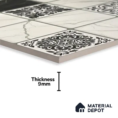 Kitchen Wall Tile TL 05400 Bistro Renzo Satvario Highlighter 1 2 ft x 1 ft Ceramic Glossy Finish - 9 mm | Suitable For Kitchen, Bathroom Walls and Backsplashes (Sample)