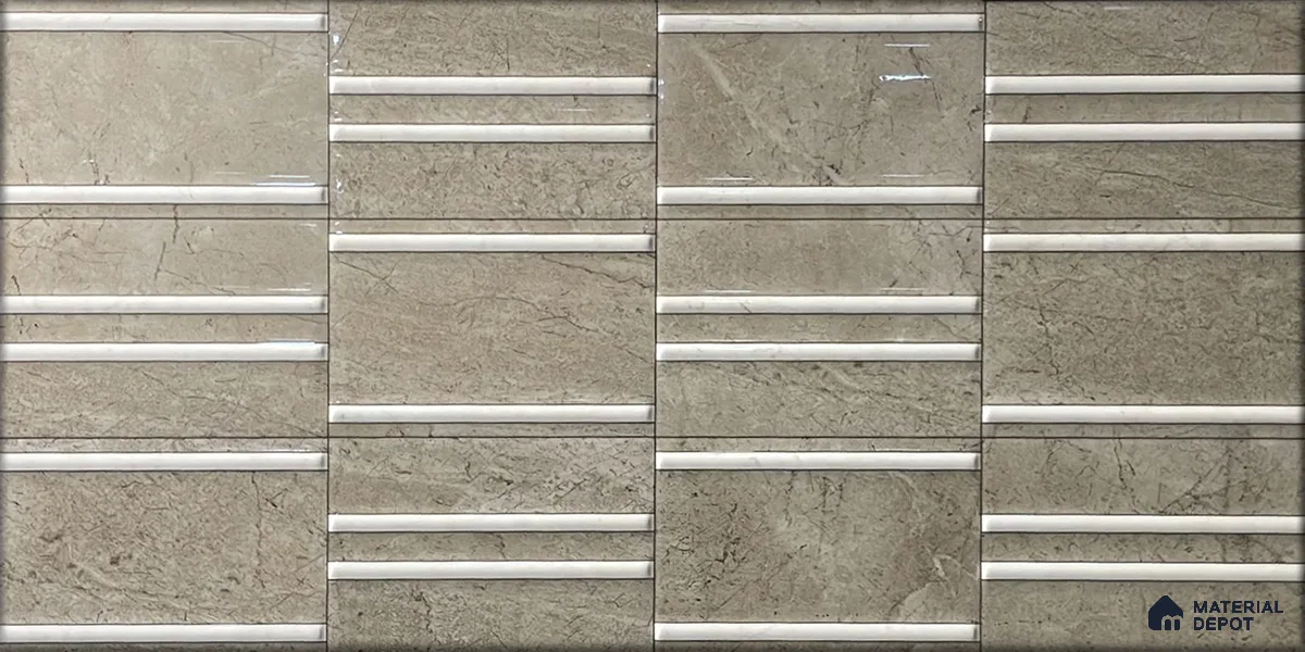Kitchen Wall Tile TL 05390 B Bistro Soana Brown Highlighter 2 ft x 1 ft Ceramic Glossy Finish - 9 mm | Suitable For Kitchen, Bathroom Walls and Backsplashes (Sample)